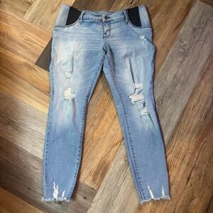 Isabel Maternity Skinny Jeans Light Wash Distressed Ripped Size 10 Womens